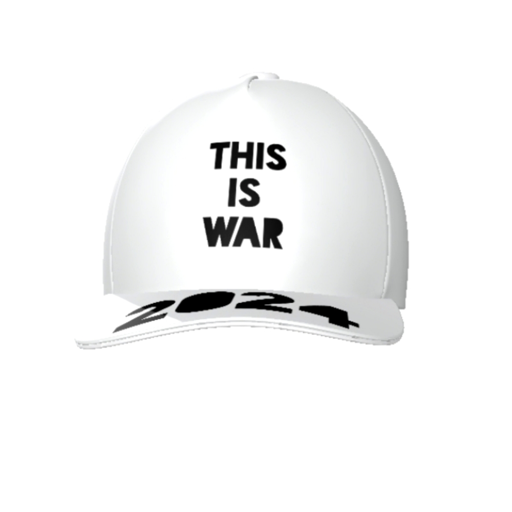 "THIS IS WAR" Black Label Couture White Baseball Cap